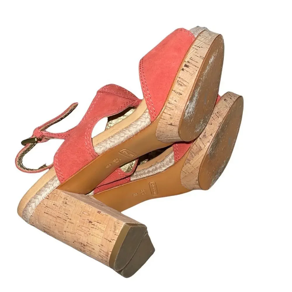 Coach Valeann Tulip Suede Cork Platform Sandals